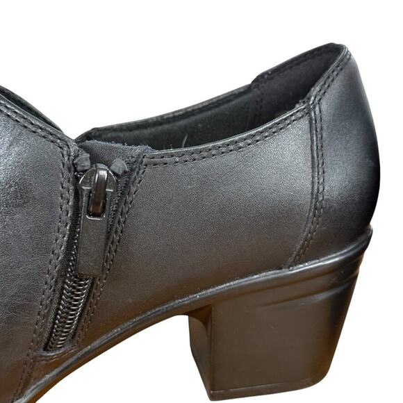 Clarks Emslie Warren Womens Black Leather Clogs Block Chunky Heel Shoes sz 7 M - Picture 4 of 16